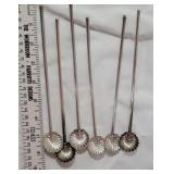 Set of 6 sterling silver star/straws