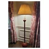Red floor lamp brass trim - original cloth cord