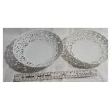 2 Meissen signed white pierced bowls
