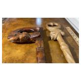 2 carved wooden canes
