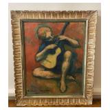 Bichon Sauzeau(?) signed oil on canvas Boy with