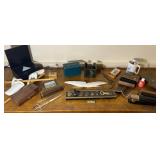 Box of mostly office related items - staplers,