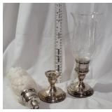 Pair of Sterling weighted candlesticks - one of