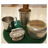 Box - Cups, Ronson Table lighter, & humidor.