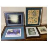 Box of misc art - abstract, Kentucky Derby etc..