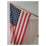 48 star flag with sewn on stars with pole