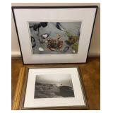 2 signed photographs of ocean related scenes - Rm