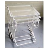 3pc Iron nesting tables missing 1 glass