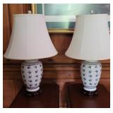 2x$ floral lamps wood base