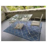 Iron and glass top table 4 chairs