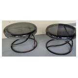 2x$ -2 Heavy glass and iron patio tables 22"d 16"h