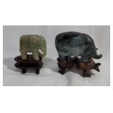 Two elephants on bases - jade??