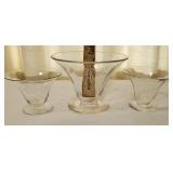 3 pieces blown flared vases, possibly unmarked