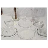 9 pieces clear glass includes monogrammed Pitcher