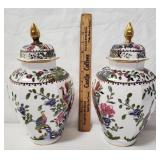 Pair Spode hexagonal vases "Bird of Paradise"