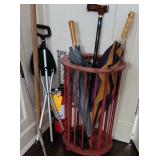 Umbrella / cane holder, flagpole, and fire