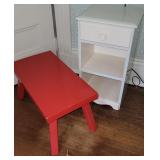 Red bench and 1 drawer stand