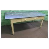 Zinc top 1drawer farm table 72"35"30"