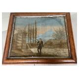 framed Victorian mixed media painting -