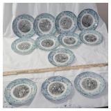 Set of 12 French humorous Napoleon plates - the