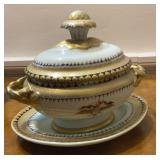 Mottahedeh covered dish with under tray