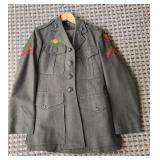 Green wool WWII(?) jacket with pants - Size L???
