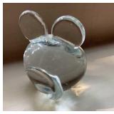 Signed glass mouse paperweight