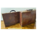2 piece vintage brown leather briefcases