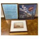 3 piece misc art - Religious, American flags and