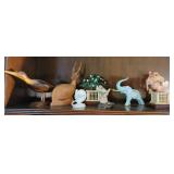 Sm lot - nice, wooden carved animals, elephants,