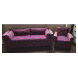 Red and blue plaid hide-a-bed and chair - some