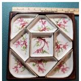 Chinese Sweetmeat Wood Box w/etched glass top