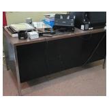 Metal office desk with printer, fax machine?,