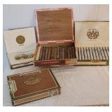 4 vintage cigar boxes - 1 appears sealed because