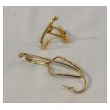 18k gold Tiffany Large fish Hook Tie clip and