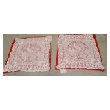 2 early lace pillow shams - very interesting note
