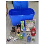 Large blue tub garden decor, lights, air