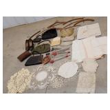Box vintage ladies accessories - doilies, shoes,