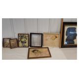 Box frames - baby with lots of hair, birds, etc -