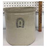 Macomb Pottery Co. 2 gallon crock - a few cracks