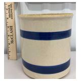 Roseville blue and white striped crock