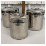 3 piece stainless steel canister set - Flour,