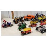 Box of misc toy trucks and cars etc