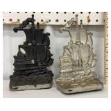 Pair of iron sailing ship bookends