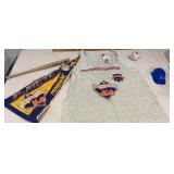 Box of Binghamton Mets merchandise including a