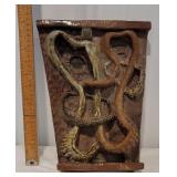 Strange large studio pottery wall plaque - heavy