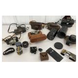 Box of misc 35mm cameras, lenses, empty