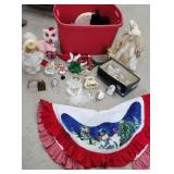 Red tub christmas - tree skirt, Santa treetop,