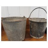 D. L. & W railroad bucket & galvanized bucket