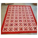 hand quilted Beautiful Quilt Red, 92"L x 73" w